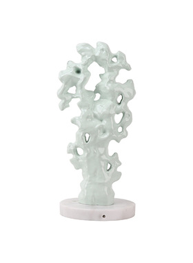 创意新中式现代绿色树脂假山石摆件客厅茶几书桌玄关家居饰品摆件