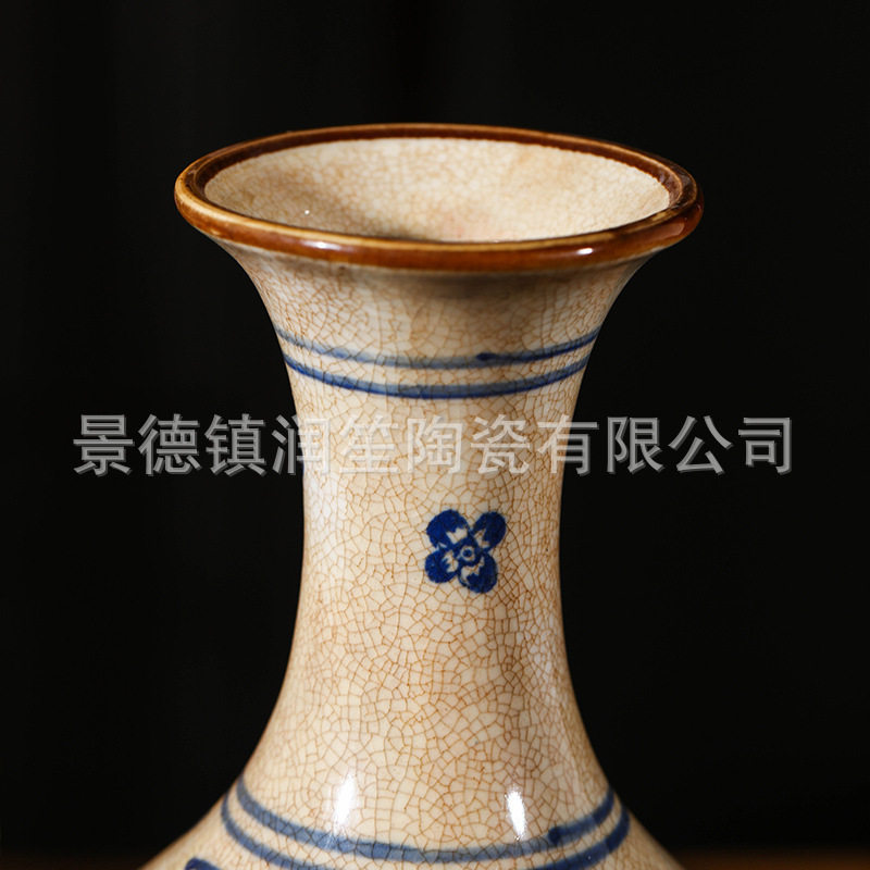 插花陶瓷器青花瓷花瓶摆件客厅新中式仿古小工艺品景德镇思益装饰