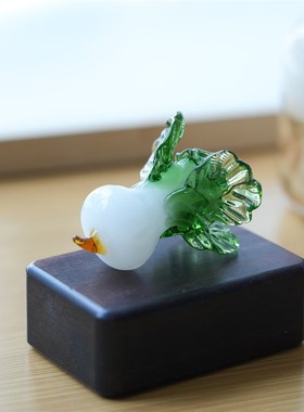 淄博琉璃手工艺品白礼百财小摆招桌面茶台中式寓意件财装饰品菜物