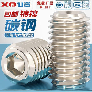 镀镍12.9级凹端紧定螺丝无头螺钉机米顶丝止付螺钉M2.5M3M4M6M10
