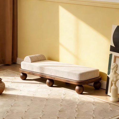 中古风入户换鞋凳家用轻奢卧室床尾凳创意实木沙发凳中式长条凳