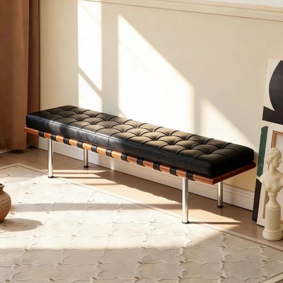 意式极简长凳巴塞罗那长条沙发凳设计师换鞋床尾凳简约家用皮餐凳