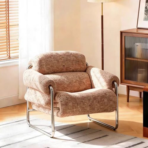舒格尔家居单人沙发椅客厅家用布艺中古单椅包豪斯复古休闲椅