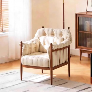 舒格尔家具嗡嗡休闲椅布艺条纹法式 复古小户型家用客厅单人沙发