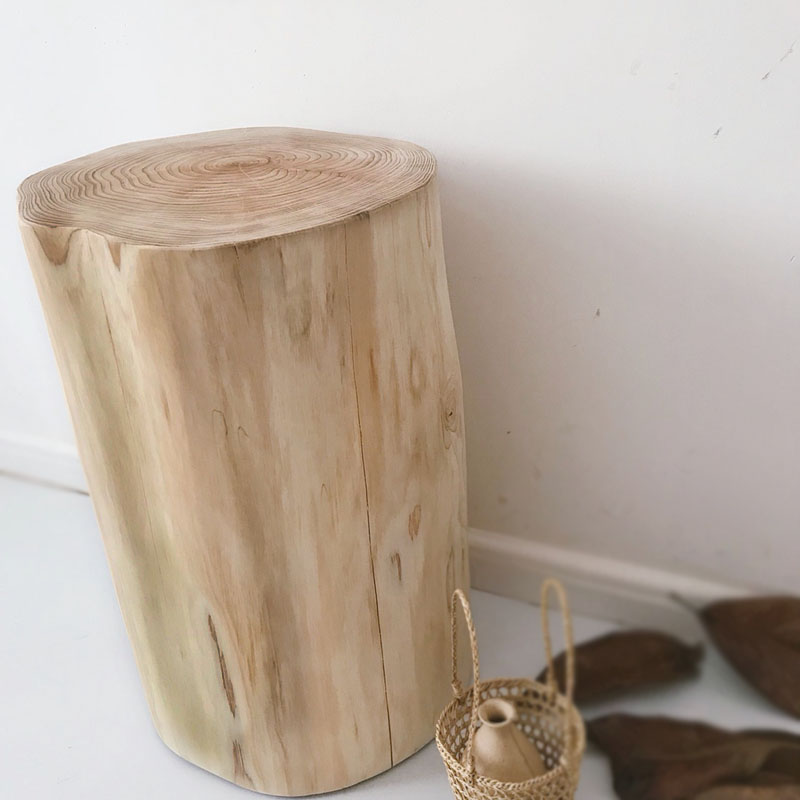 北欧实木木墩树桩木桩凳子换鞋凳简约木J凳原木边几床头柜墩子摆