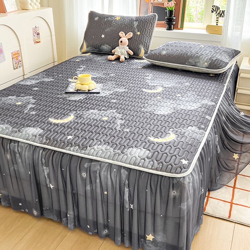 夏季乳胶凉席床单单件床裙三件套2025新款凉感R被单空调席子可机