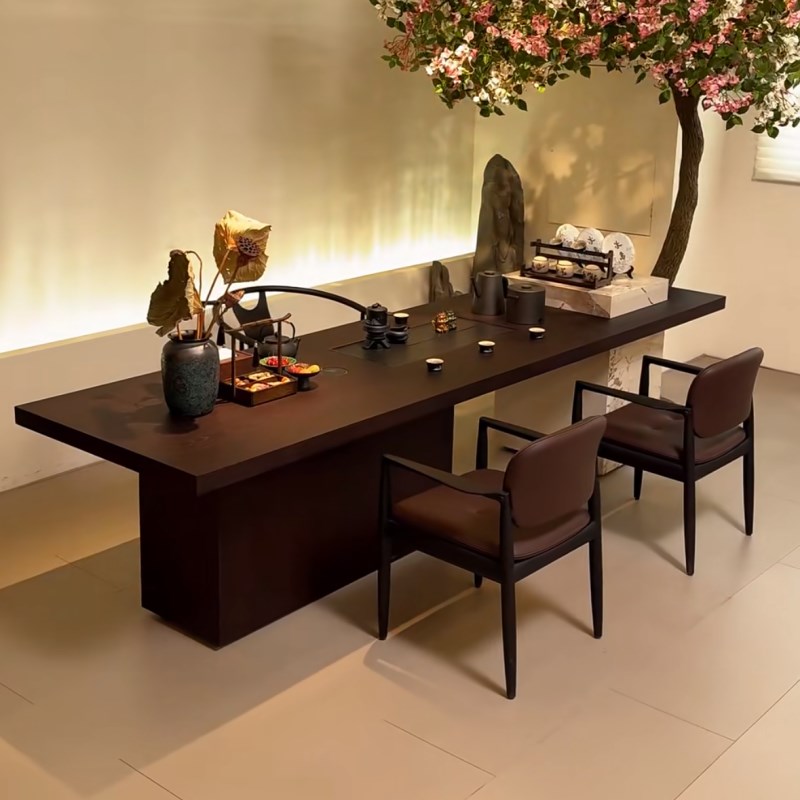 新中式黑胡桃e木茶桌2025新款高端茶空间客厅家用茶台实木泡茶卓