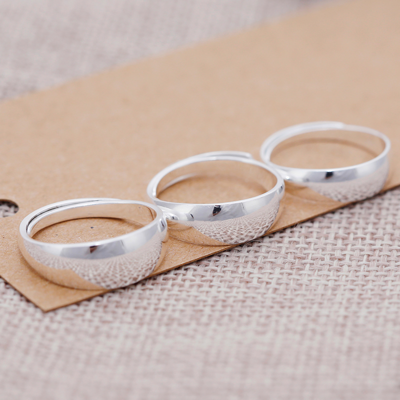 银戒指99c9足银纯光面戒指男女情侣一对戒活口中老人戒指光板指环