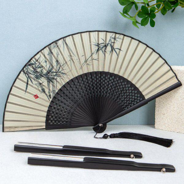 丝艺堂中国风扇子女款手工丝绸扇 古风创意折扇复古舞蹈扇女扇