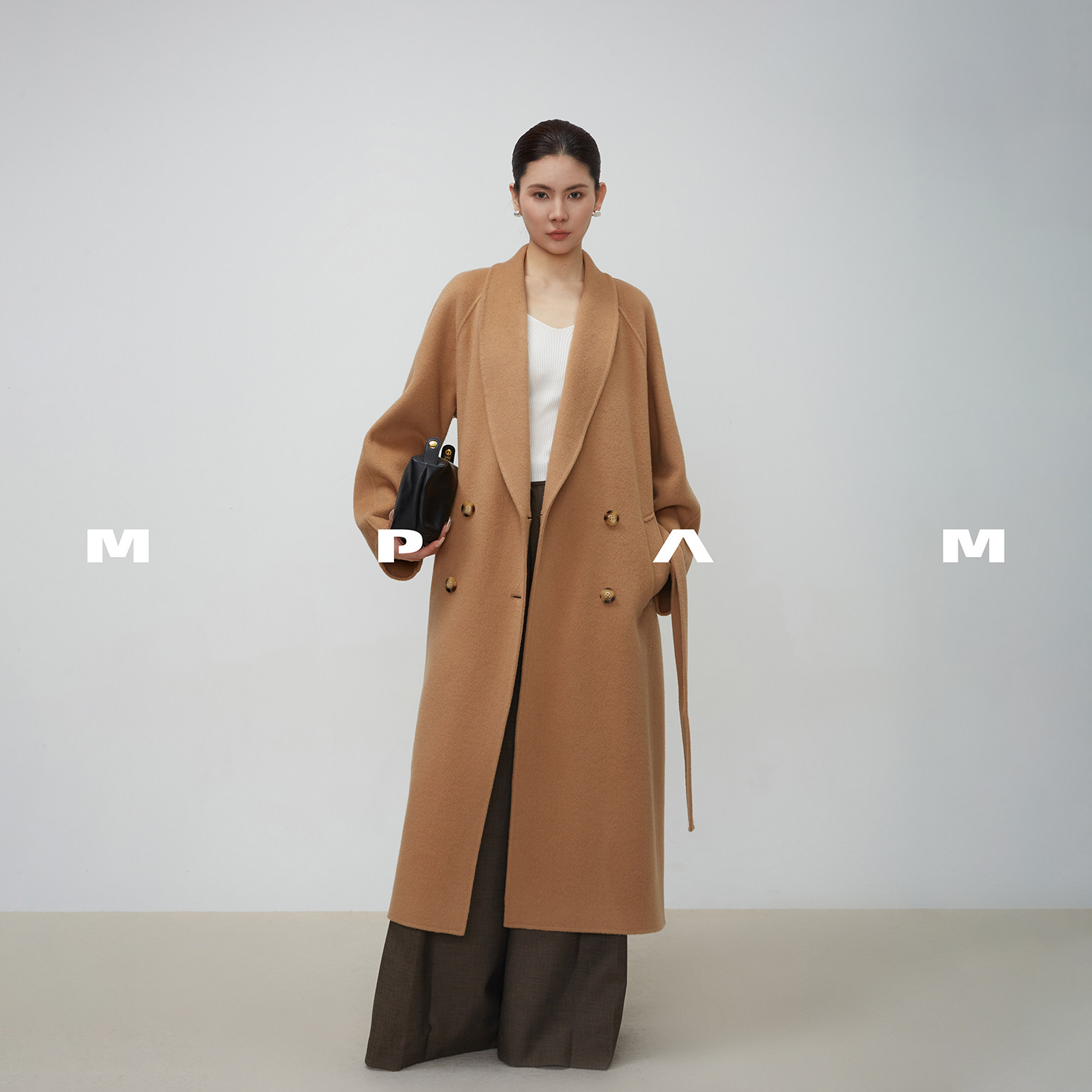 MPAM2026秋冬新款山羊绒绵羊毛女长款双排扣大衣999店铺
