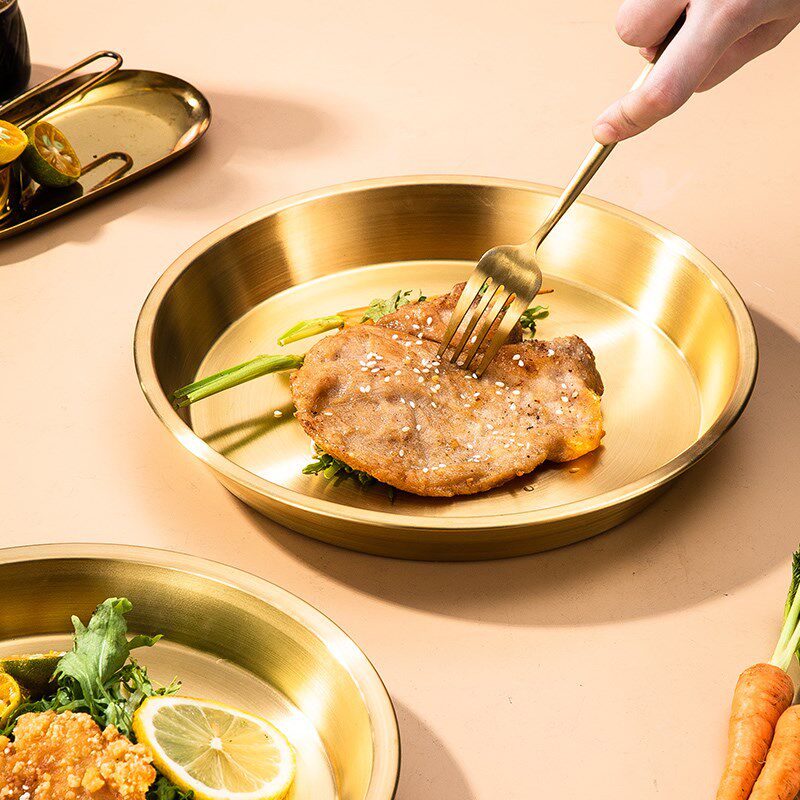 加厚纯正黄铜盘子烤蛋盘肉糕甜点盘