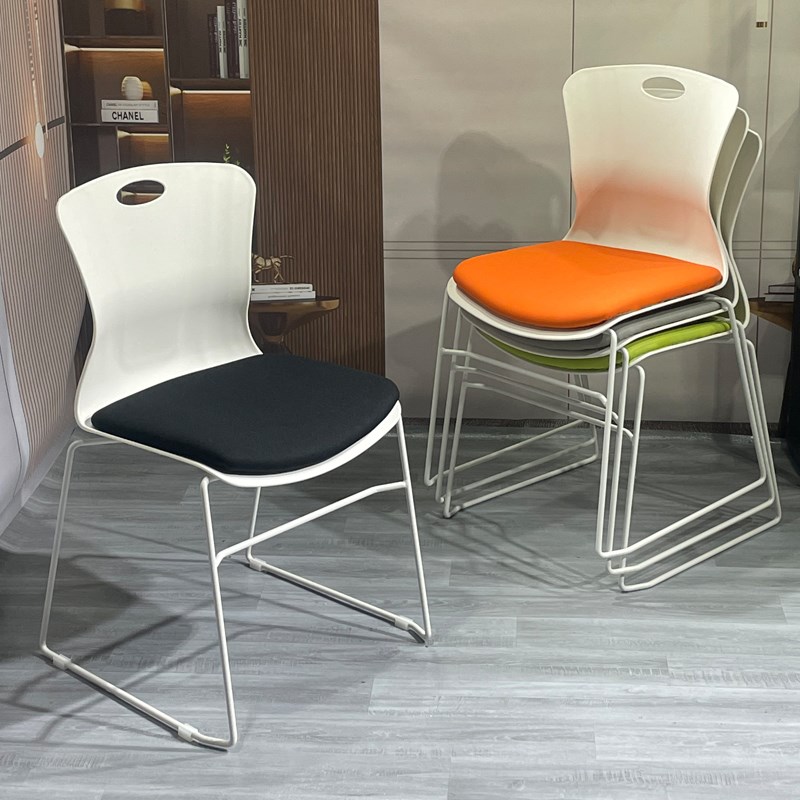 会议培训椅可叠h落弓形无扶手简约座椅洽谈会议室会客靠背办公椅