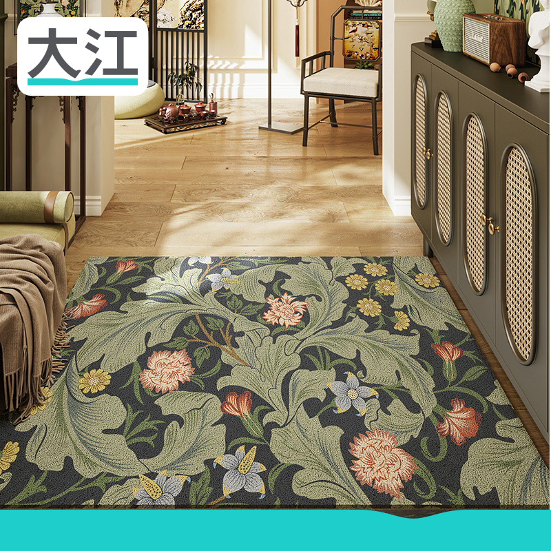 大江地垫欧式复古入户门脚垫家用玄关防滑地毯户外丝圈进门除尘垫