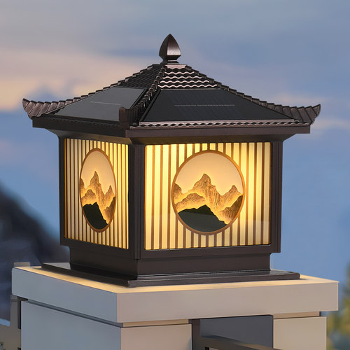 太阳能柱头灯柱子灯n户外防水别墅庭院门柱灯家用大门围墙灯墙头