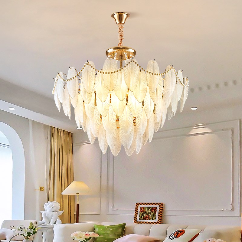 法式客厅灯羽毛吊灯大气2025年新款温馨浪漫N卧室餐厅吸吊两用灯
