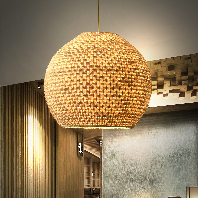 餐厅灯吊灯客厅灯l创意灯具现代简约个性茶室民宿装饰中式竹编吊