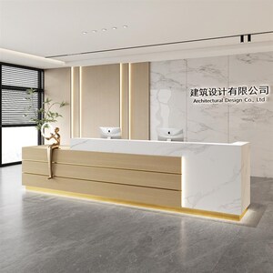 简约现代烤漆收h银台柜台公司办公室前台接待台大理石吧台桌服务