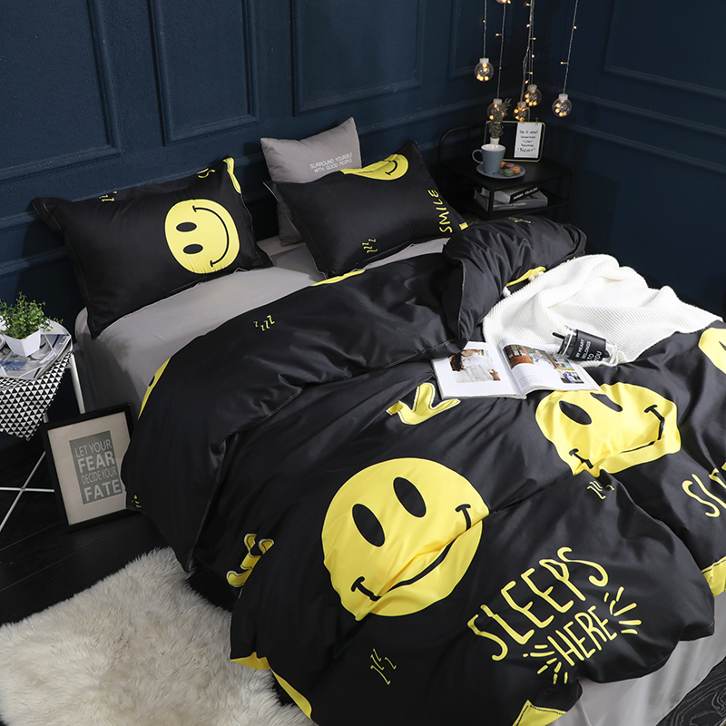 网红 双人床上用品四件套男生裸B睡床单被套女生宿舍单人床三件套