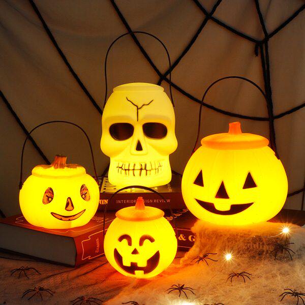 万圣节儿童南瓜灯玩具讨糖果盒袋子手提灯笼装饰品道具摆件南瓜桶