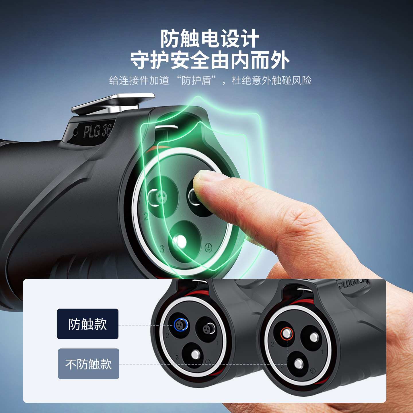 普乐固 PLG36工业防水连接器 快接航空插头100A大功率大电流航插