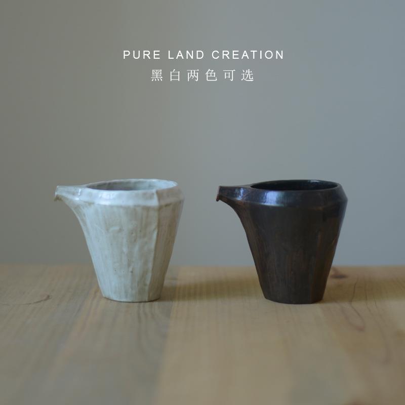 粉引手作公道杯 日式粗陶茶具套装分茶器均杯 创意陶瓷三角分酒器