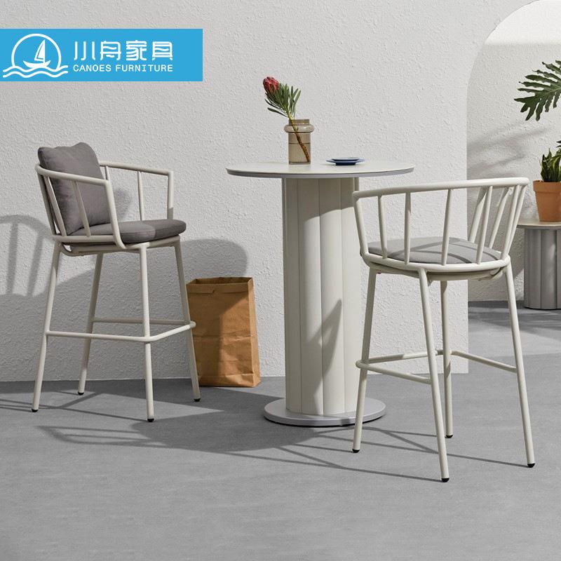 简约现代户外家具铝合金餐椅庭院花园咖啡椅高脚椅吧凳靠背椅组合