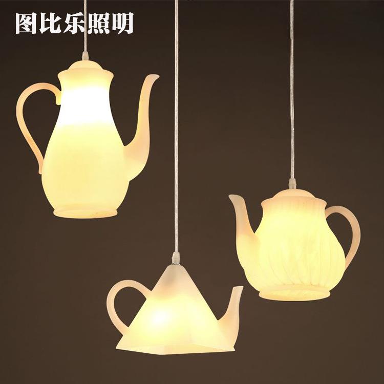 后现代LED单头茶壶吊灯茶楼茶餐厅树脂茶壶吧台吊灯创意时尚吊灯