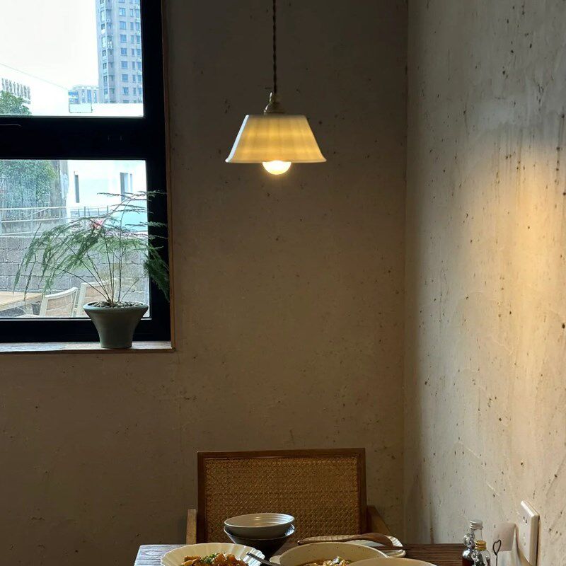 日系陶瓷小吊灯覆古黄q铜北欧日式饭厅厨房吧台民宿床头咖啡店茶