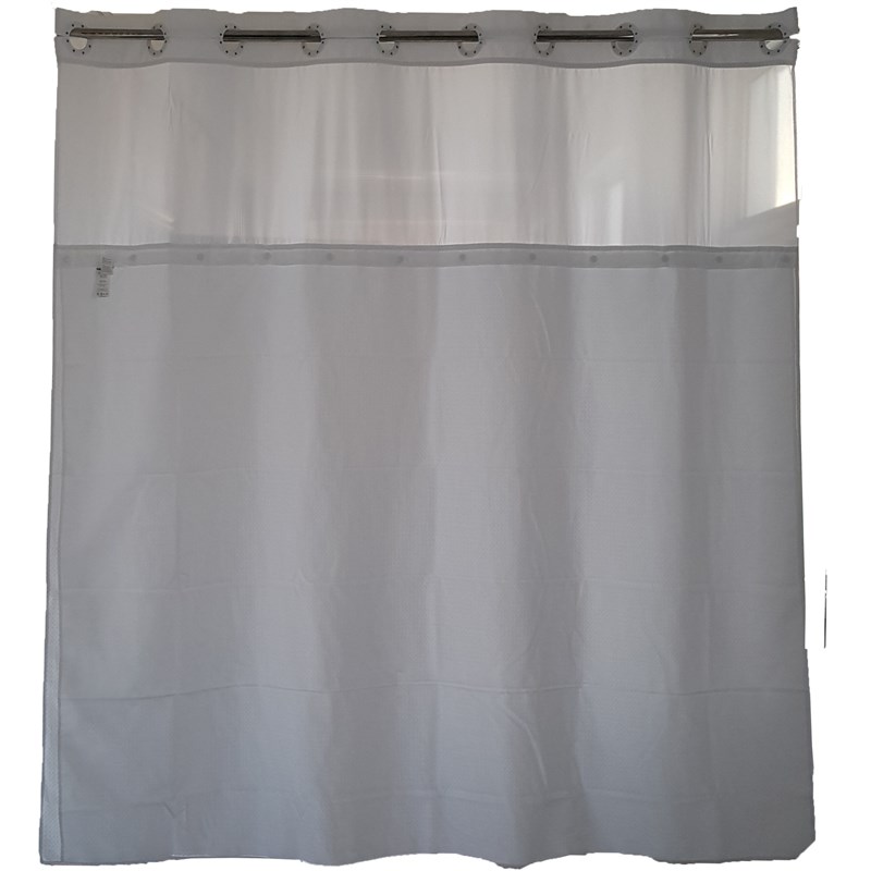 北欧风简约时尚纯色浴帘 白色蜂巢接纱双层防水浴帘 电镀环浴室帘