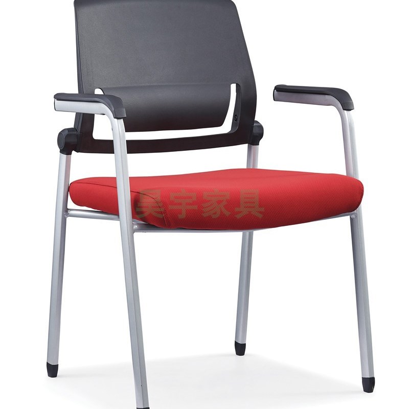 简约滑轮折叠会议椅带扶手翻板培训椅带写字板网布职员椅学生椅子