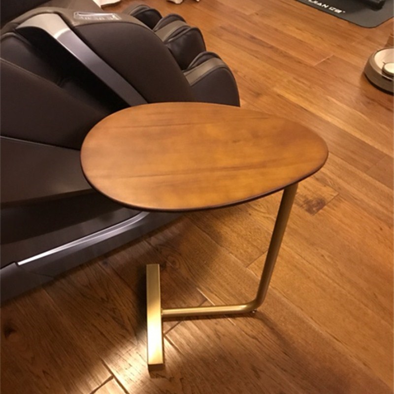 W8创意简约c型小茶几 移动铁艺实木沙发角几边几 懒人床头阅读边