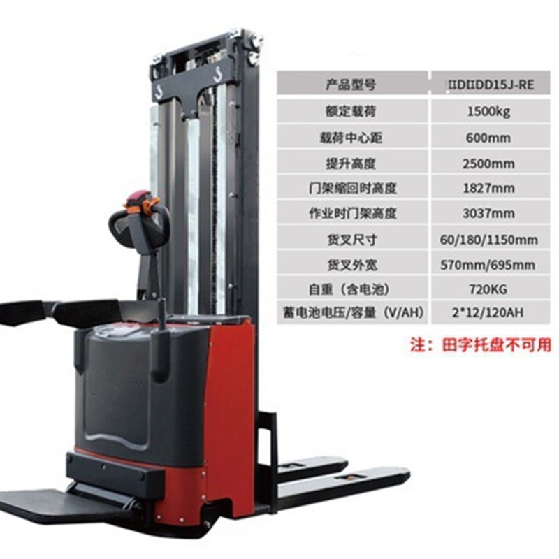 电动叉车1.5吨站驾式托盘堆高车2吨升高堆垛车液压搬运装卸车