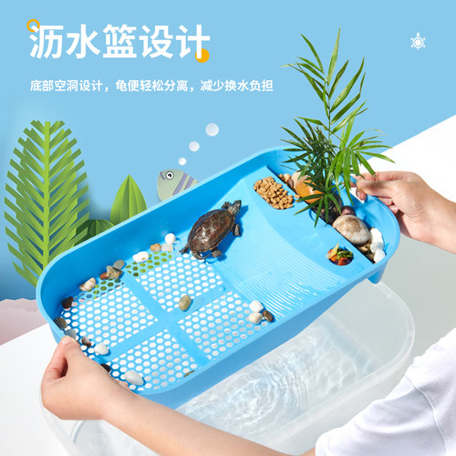 乌龟缸带晒盆生态缸箱景别墅养殖台小型乌龟家用饲养造缸龟盆