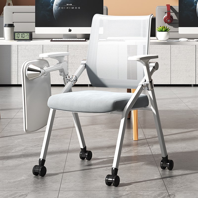 培训椅带桌板办公椅写字板靠背折叠椅带轮培训机构U办公会议室桌