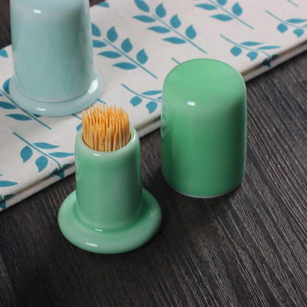 餐具配套瓷器牙签筒龙泉青瓷陶瓷创意家用牙签盒棉签筒餐桌牙签罐