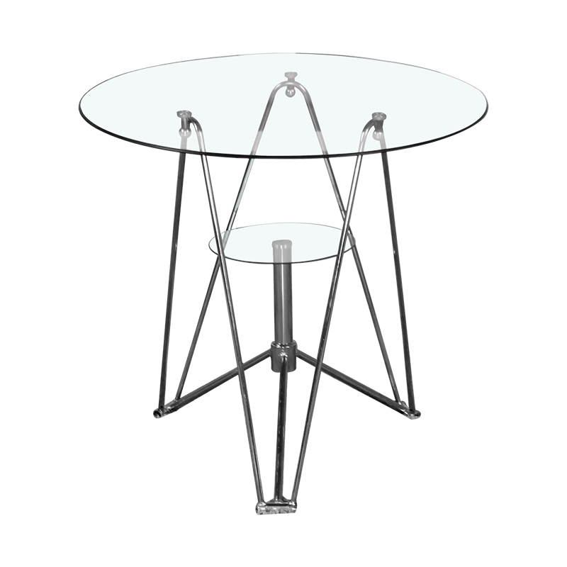 时尚洽谈桌椅圆h形钢化玻璃茶几边角几阳台咖啡厅休闲接待桌椅家