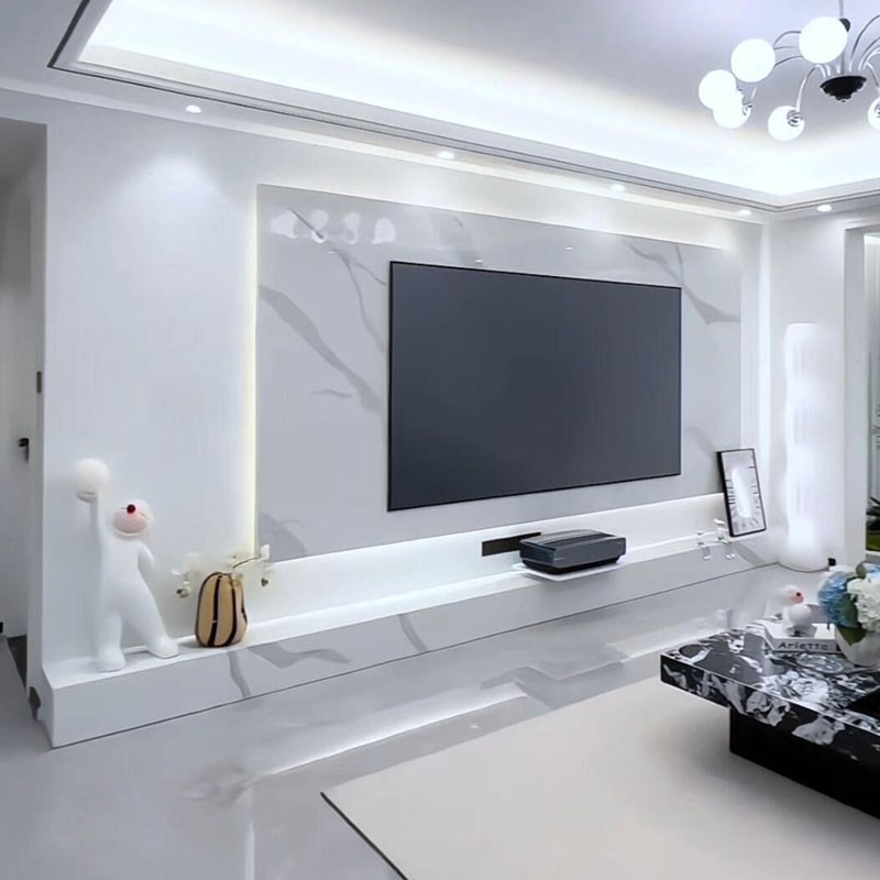 电视背景墙2025新款现代简约岩板艺术高级隐形门S悬浮装饰大理石