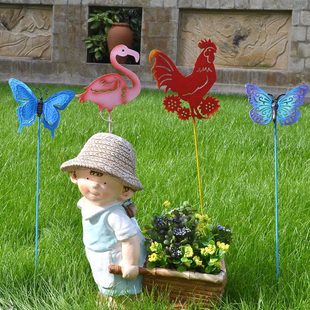 户外花园庭院布置幼儿园阳台装饰草坪创意花插铁艺景观摆件地插