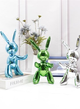 杰夫昆斯兔子摆件软装创意雕塑样板房酒店白色人物抽像摆件艺术品