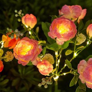 太阳能庭院灯户外假花家用花园院子别草坪灯室外装饰牡丹花地插灯