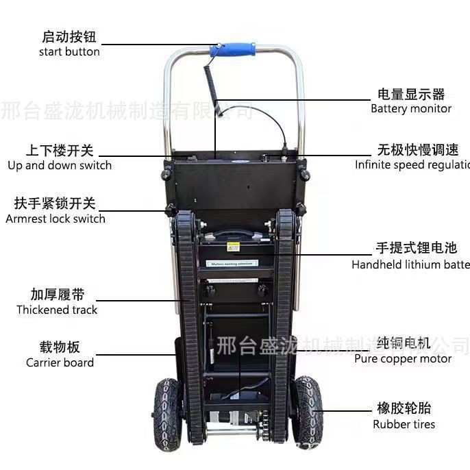 电动履带式爬楼机上下楼梯搬运车重载建材冰箱家用可折叠爬楼神器