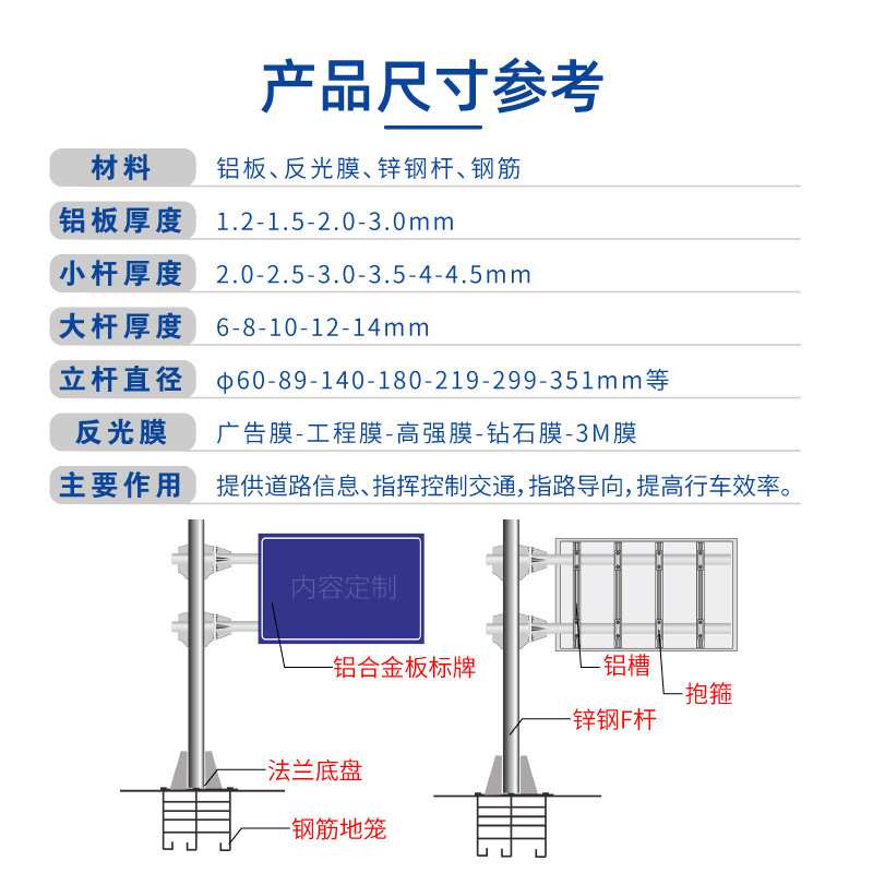 道路限速牌反光交通标志牌立杆限高牌杆件停车场指示牌导向牌f杆