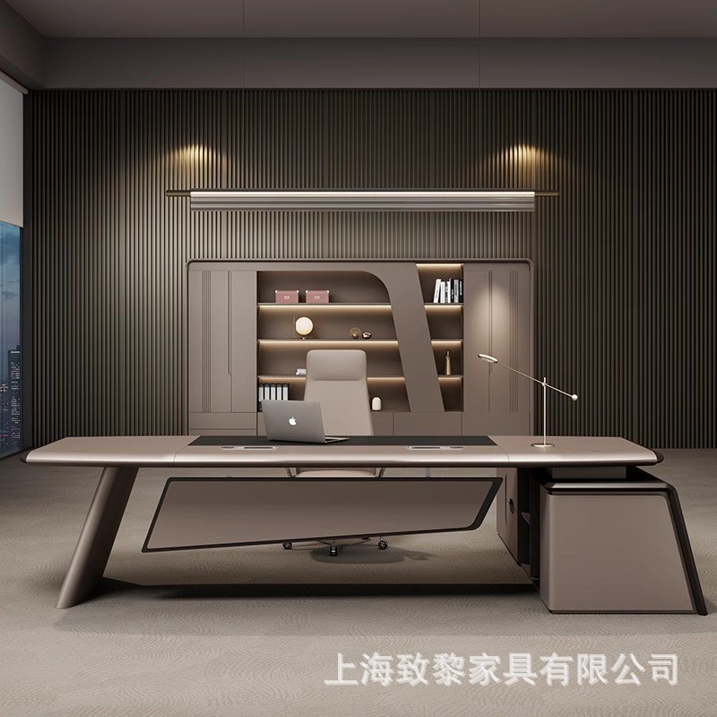 高档金属漆面烤漆办公家具时尚老板桌大班台主管经理办.公桌椅组