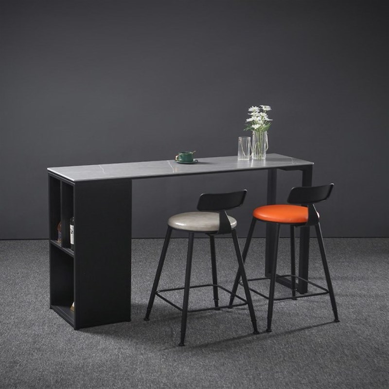 意式轻奢岩板客厅隔断吧台桌家用厨房靠墙高脚桌R大理石阳台长条