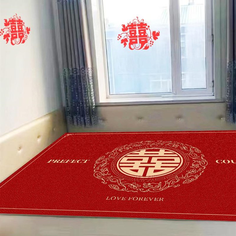 结婚炕毯红色喜庆农村婚房炕垫y子炕席榻榻米垫电炕垫婚房床盖定