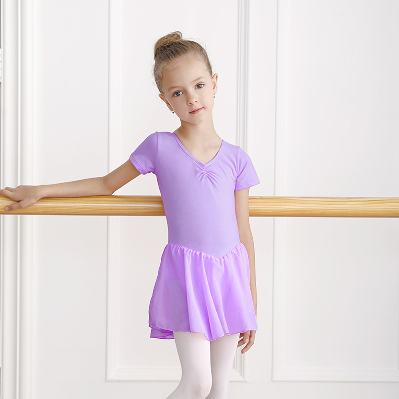 芭蕾舞裙儿童体操服夏季短袖连体练功服女童跳舞舞蹈服幼儿中国舞