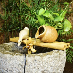 古法养鱼缸装饰造景陶罐复古流水循环摆件陶瓷罐子过滤缺口倒花瓶