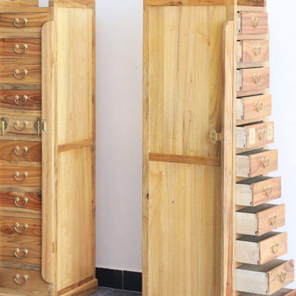 香樟木夹缝窄橱柜子新中式多层文件带锁收纳抽屉落地实木五斗高柜