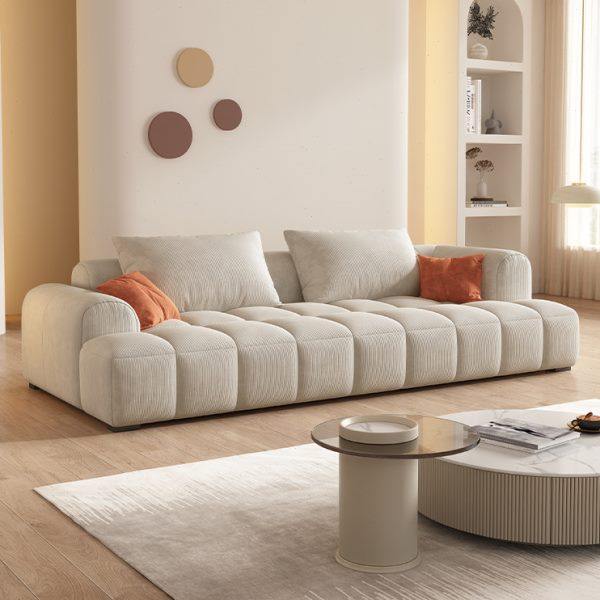 现代简约奶油风沙发直排小户型客厅四人轻奢极简网红泡芙云朵沙发,住宅家具,布艺沙发,淘宝优惠券,粉丝福利购,淘宝优惠卷