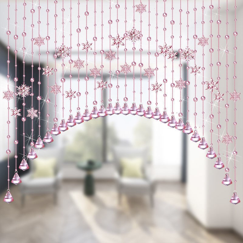 u出水晶珠帘雪花门帘挂帘家用卧室客厅隔断帘过道玄关卫生间免打